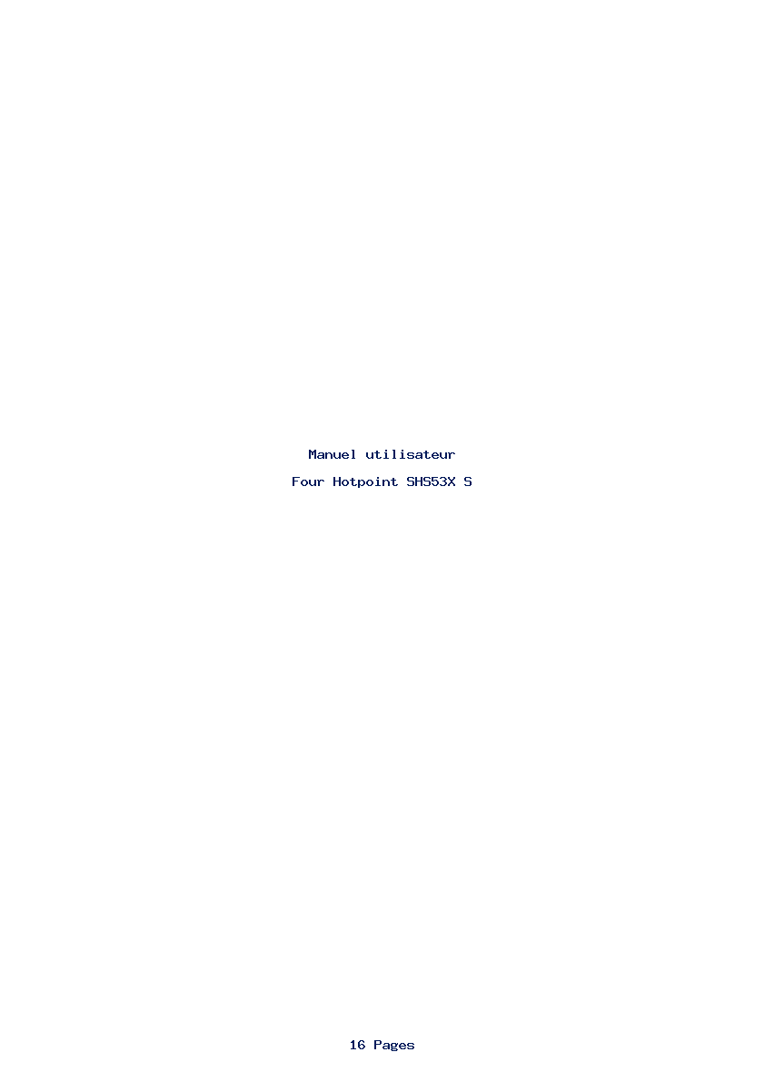 Page 1 de la notice Manuel utilisateur Hotpoint SHS53X S