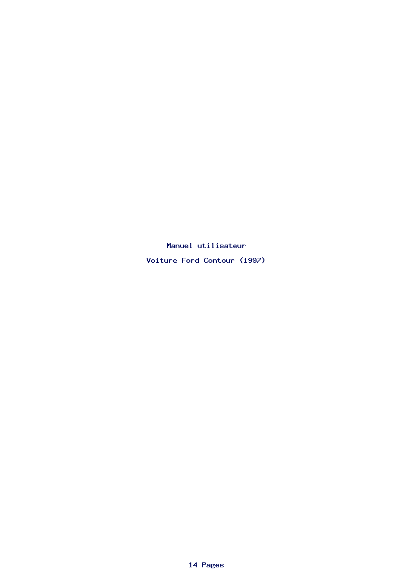 Page 1 de la notice Manuel utilisateur Ford Contour (1997)