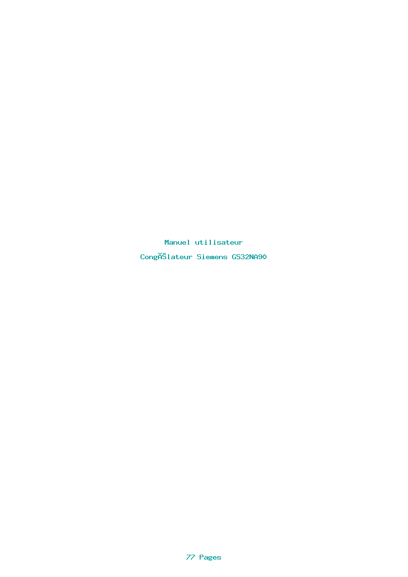 Page 1 de la notice Manuel utilisateur Siemens GS32NA90