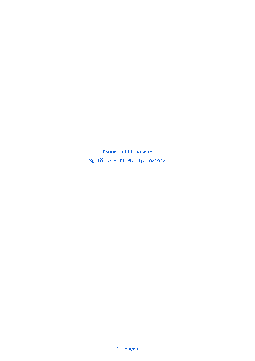 Page 1 de la notice Manuel utilisateur Philips AZ1047