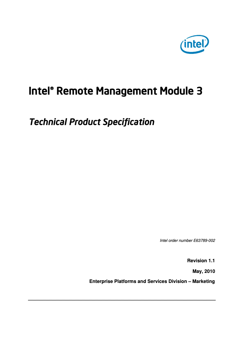 Page 1 de la notice Manuel utilisateur Intel AXXRMM3