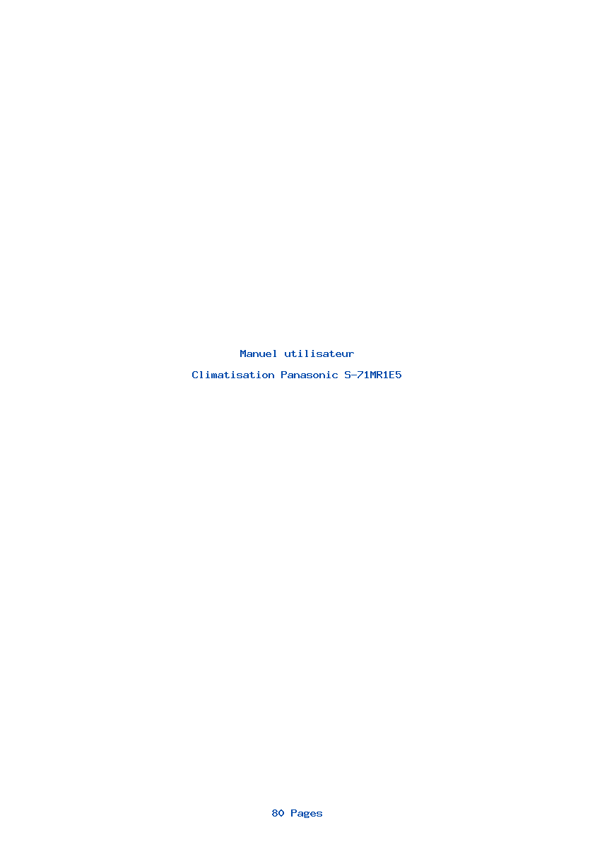 Page 1 de la notice Manuel utilisateur Panasonic S-71MR1E5
