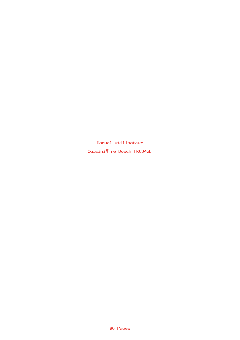 Page 1 de la notice Manuel utilisateur Bosch PKC345E
