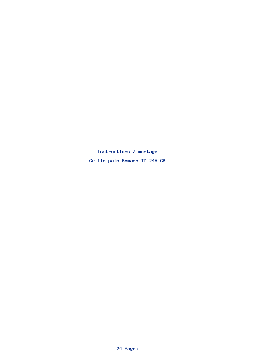Page 1 de la notice Instructions / montage Bomann TA 245 CB