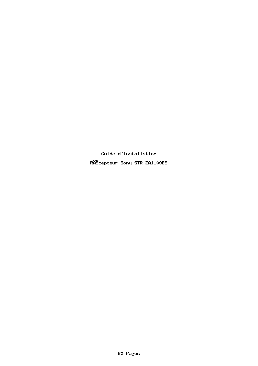 Page 1 de la notice Guide d'installation Sony STR-ZA1100ES