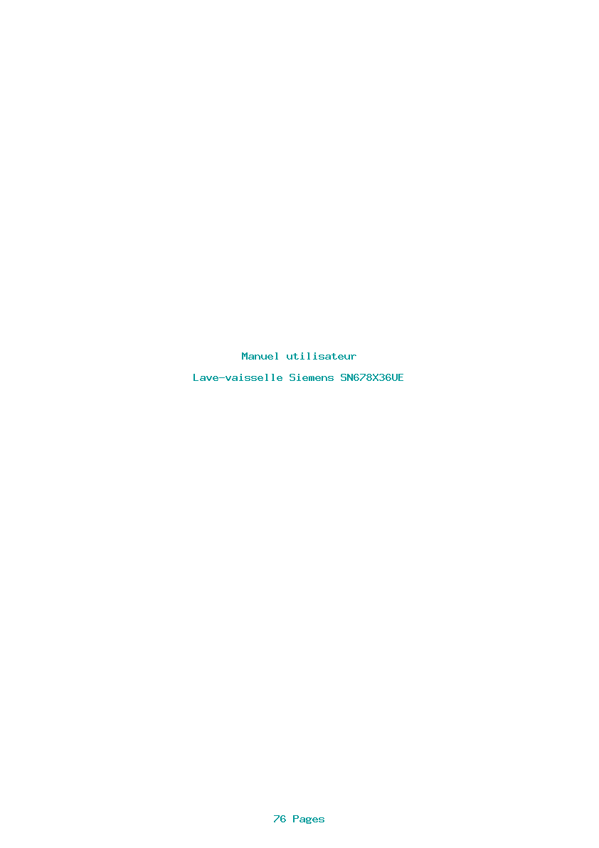 Page 1 de la notice Manuel utilisateur Siemens SN678X36UE