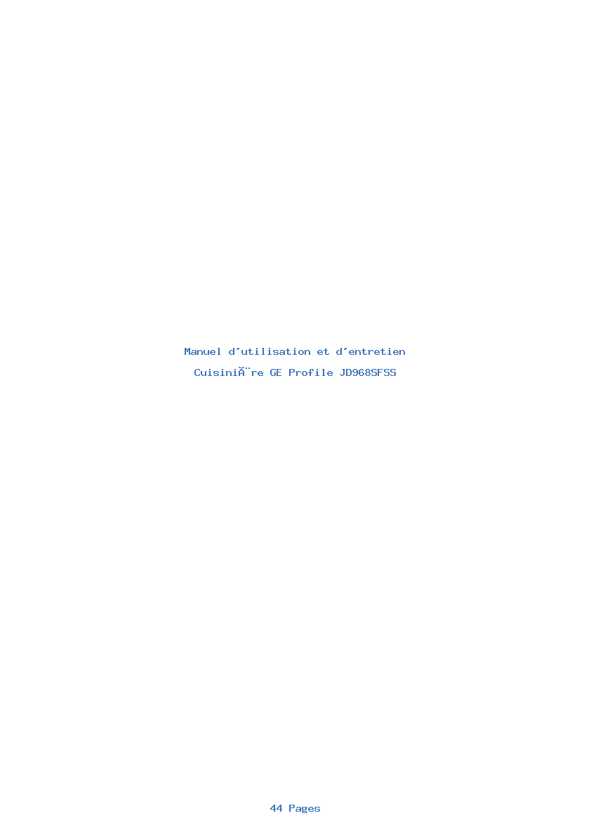 Page 1 de la notice Manuel d'utilisation et d'entretien GE Profile JD968SFSS