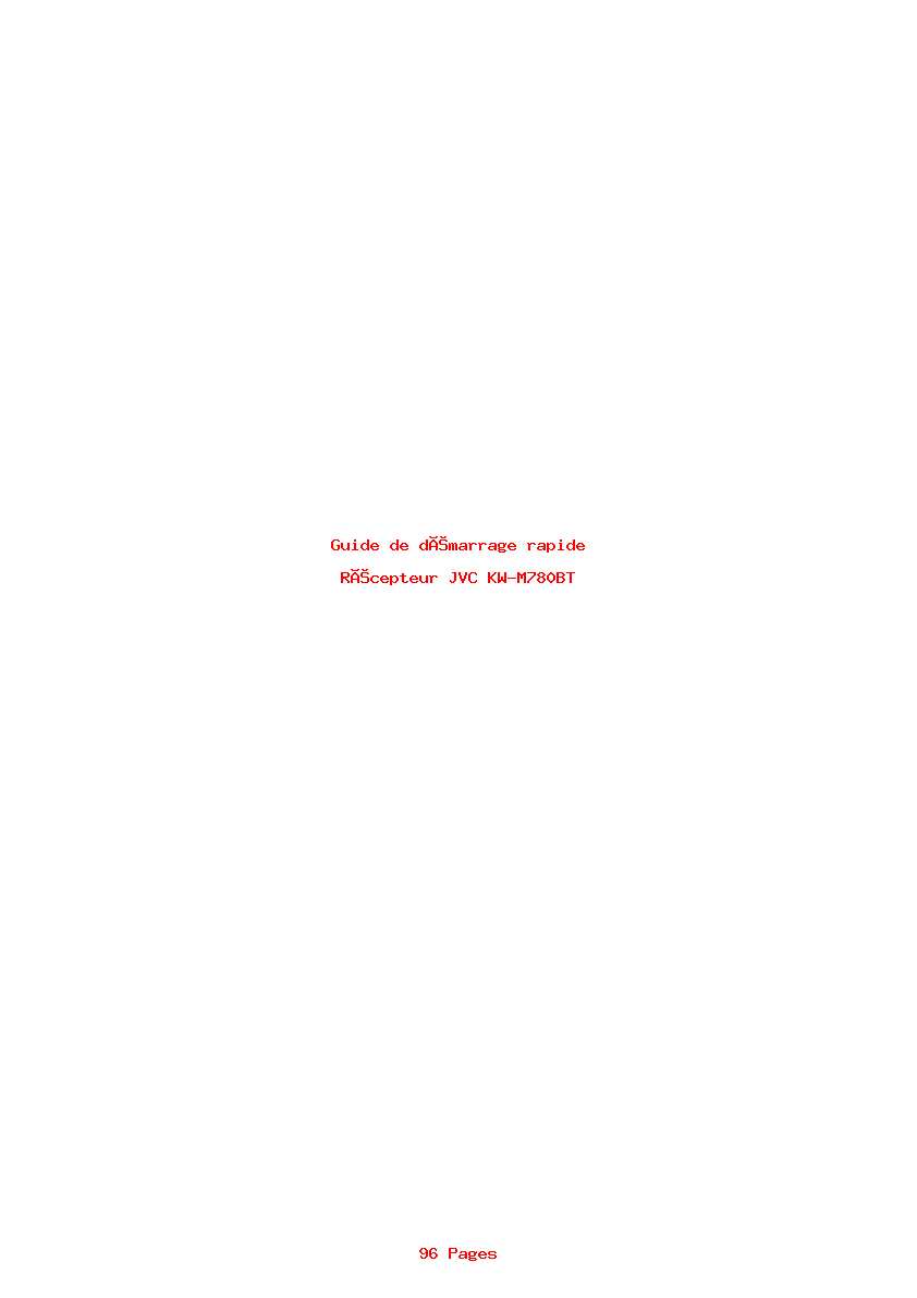 Page 1 de la notice Guide de démarrage rapide JVC KW-M780BT