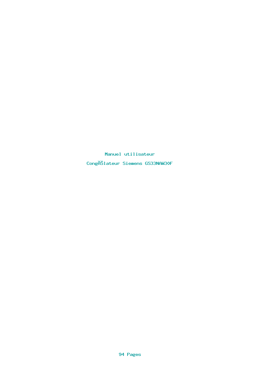 Page 1 de la notice Manuel utilisateur Siemens GS33NAW30F