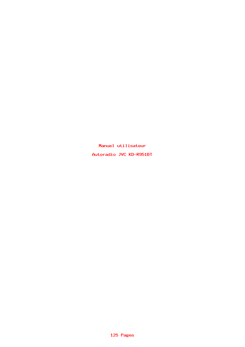 Page 1 de la notice Manuel utilisateur JVC KD-R951BT