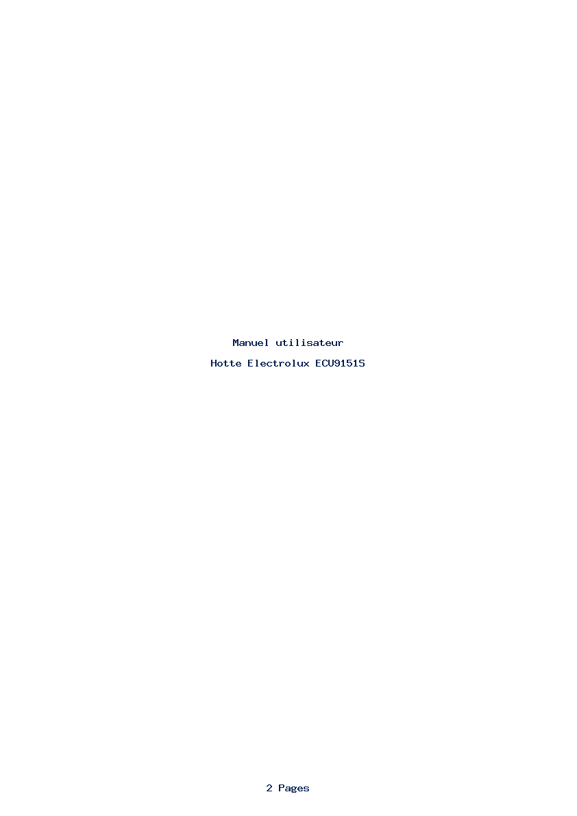 Page 1 de la notice Manuel utilisateur Electrolux ECU9151S