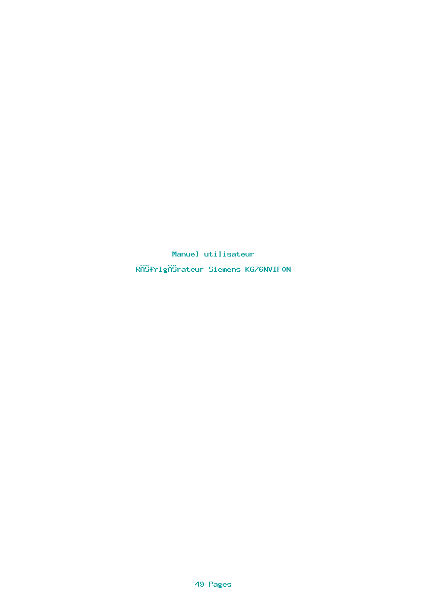 Page 1 de la notice Manuel utilisateur Siemens KG76NVIF0N