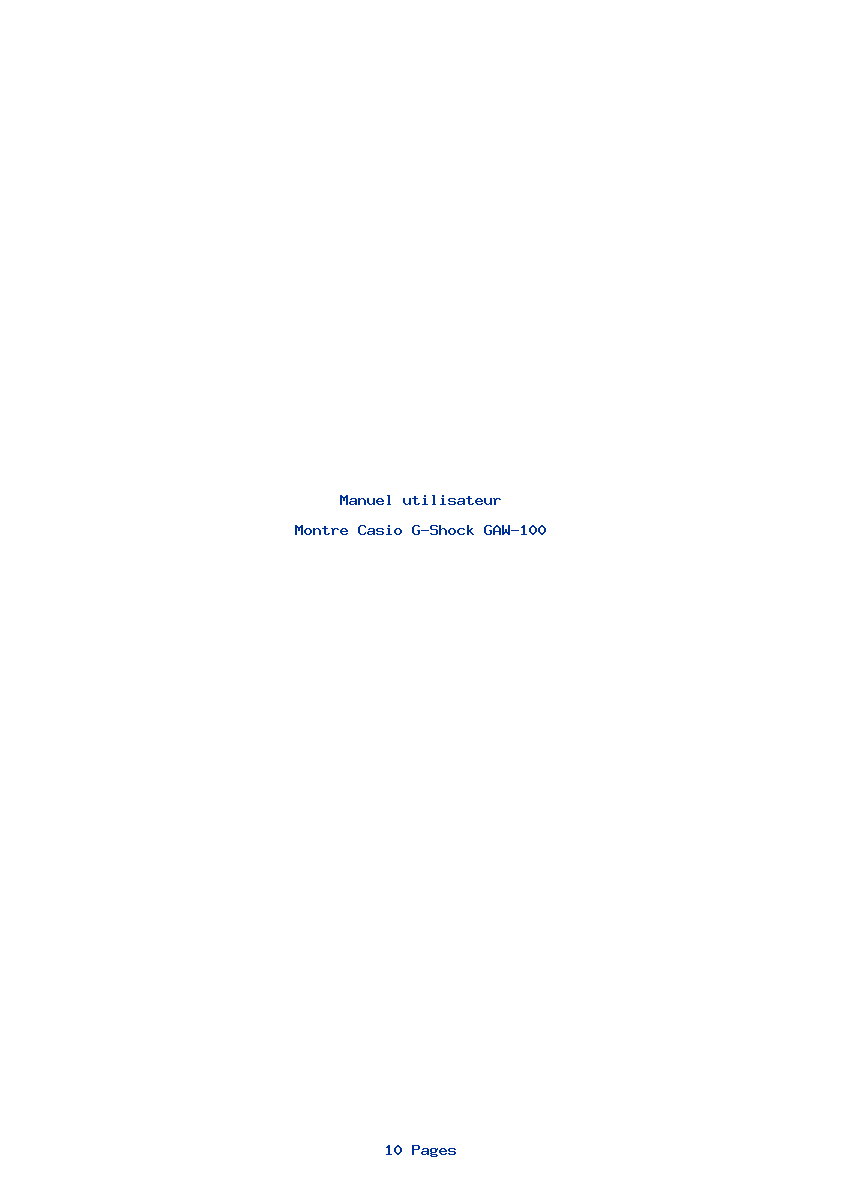 Page 1 de la notice Manuel utilisateur Casio G-Shock GAW-100