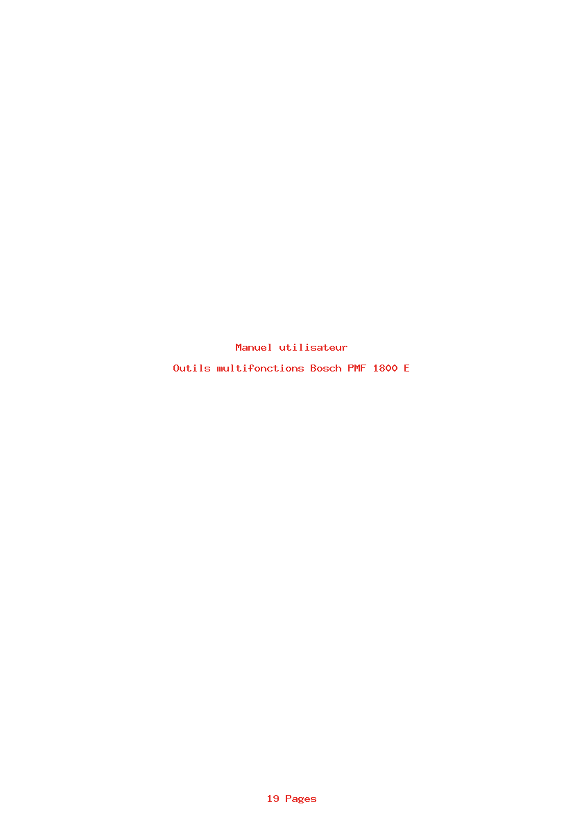 Page 1 de la notice Manuel utilisateur Bosch PMF 1800 E