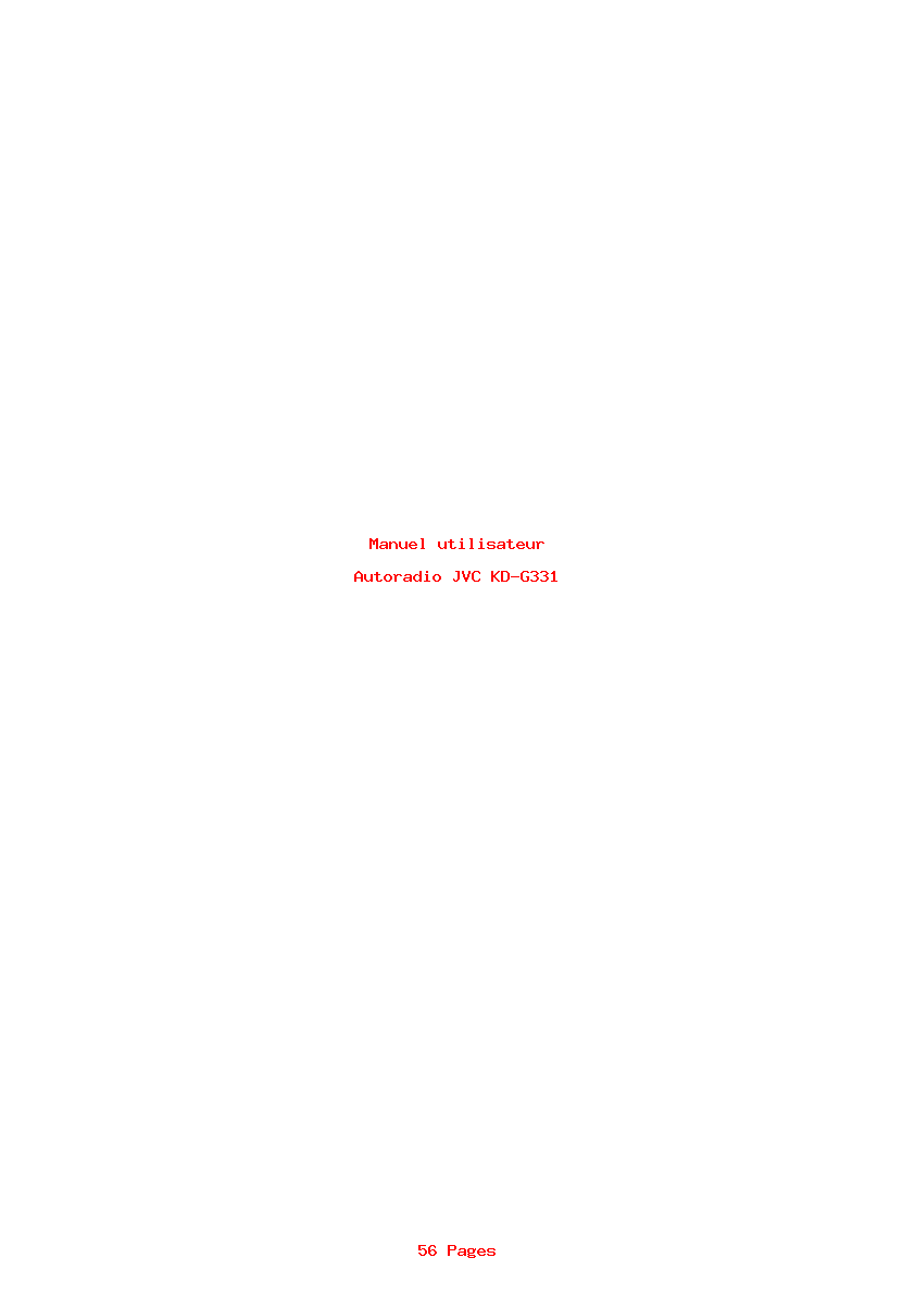 Page 1 de la notice Manuel utilisateur JVC KD-G331