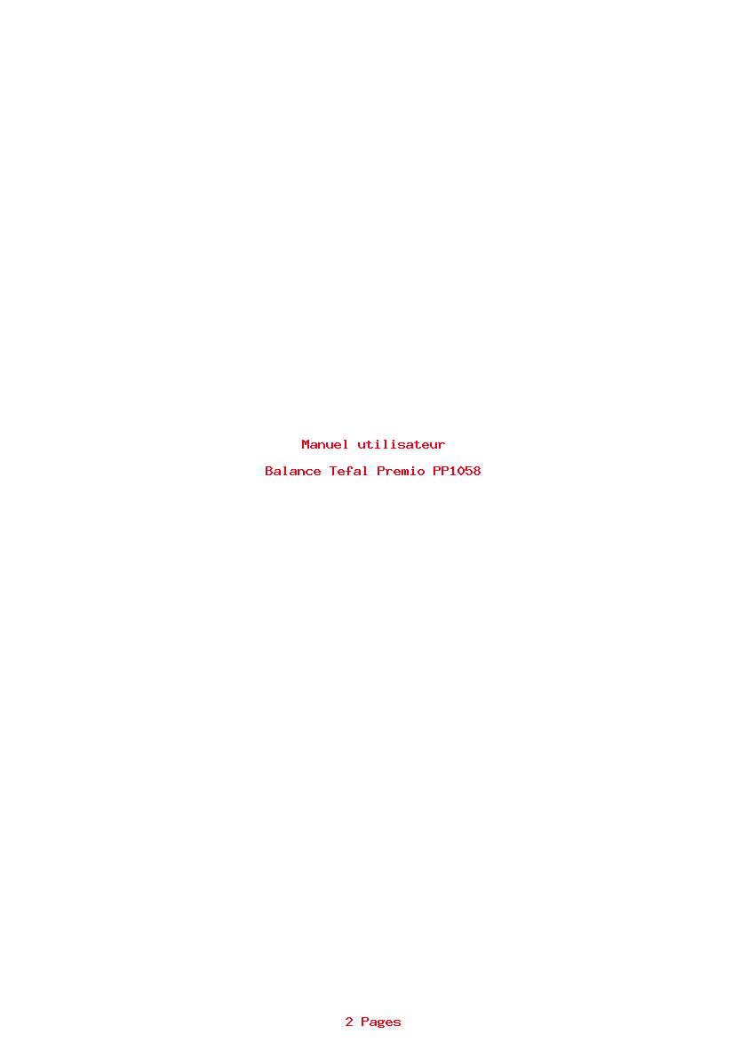 Page 1 de la notice Manuel utilisateur Tefal Premio PP1058