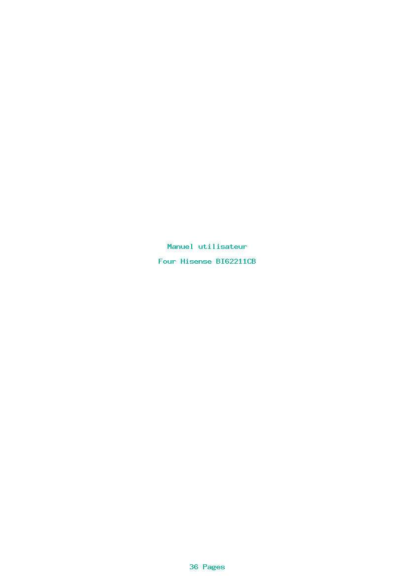 Page 1 de la notice Manuel utilisateur Hisense BI62211CB