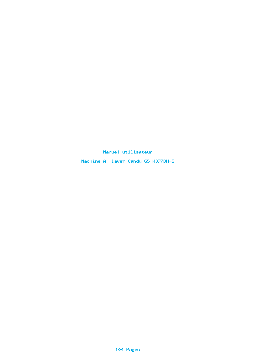 Page 1 de la notice Manuel utilisateur Candy GS W377DH-S