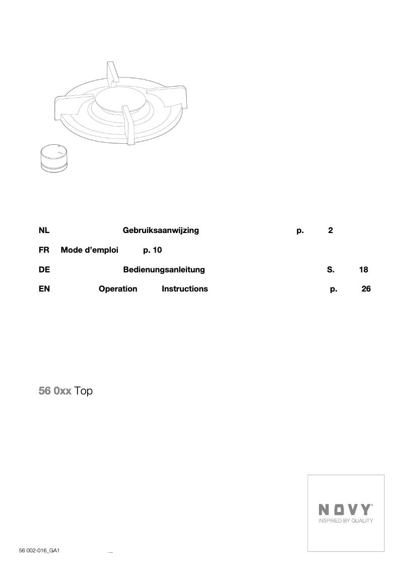 Page 1 de la notice Manuel utilisateur Novy 56002