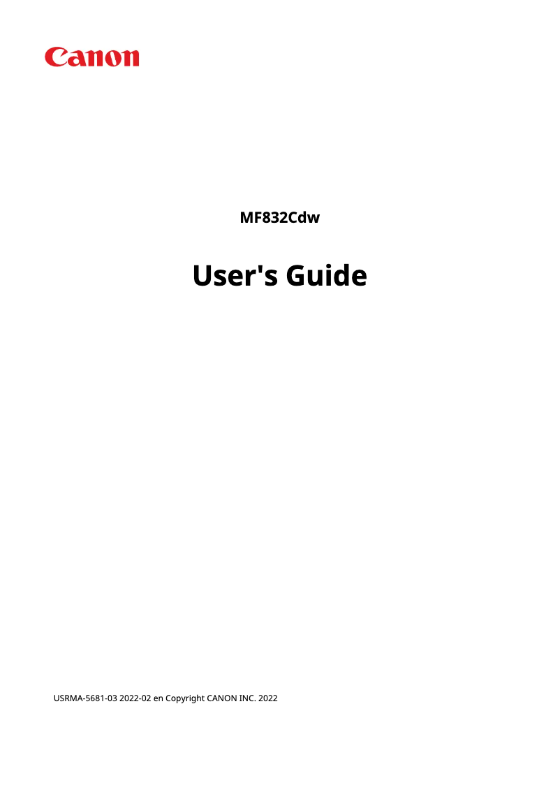 Page 1 de la notice Manuel utilisateur Canon imageCLASS MF832Cdw