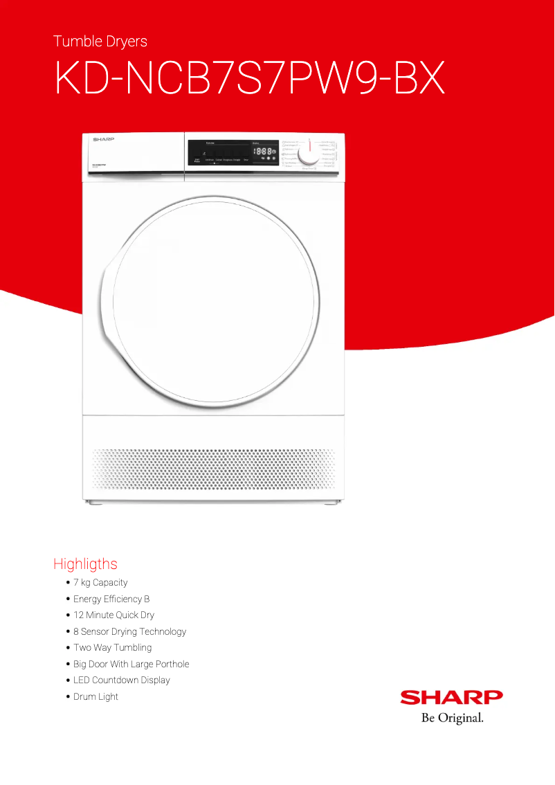 Página 1 del manual Ficha técnica Sharp KD-NCB7S7PW9-BX