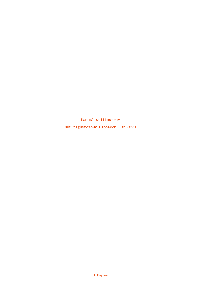 Page 1 de la notice Manuel utilisateur Linetech LDP 260A