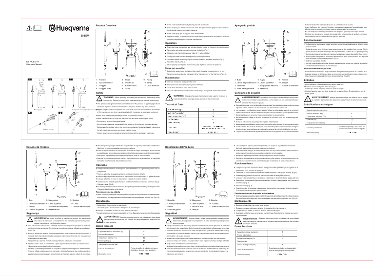 Page 1 de la notice Manuel utilisateur Husqvarna 308SM