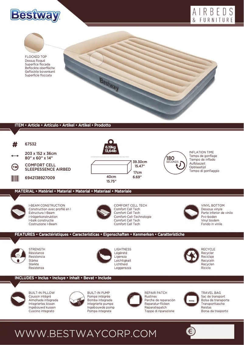 Page 1 de la notice Manuel utilisateur Bestway 67532
