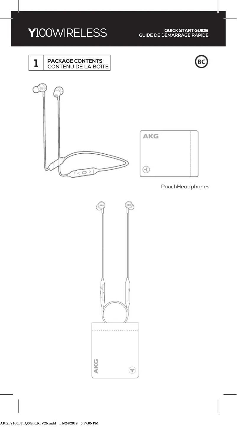 Page 1 de la notice Manuel utilisateur AKG Y100