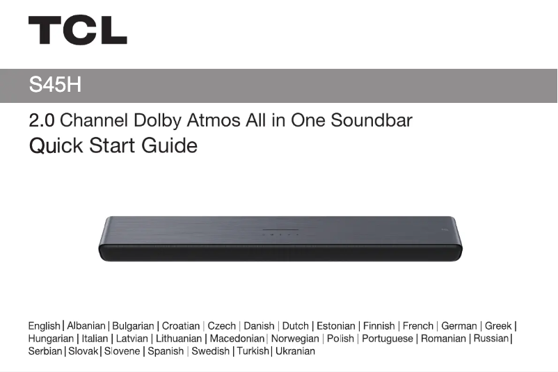 Page 1 of the manual Quick Start Guide TCL S45H