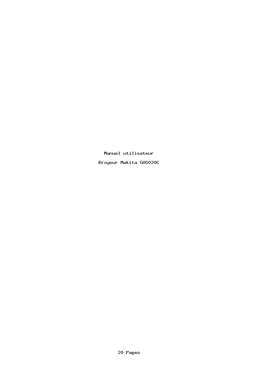 Page 1 de la notice Manuel utilisateur Makita GA5020C