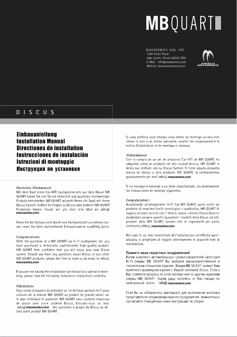 Page 1 de la notice Manuel utilisateur MB Quart DKH 113