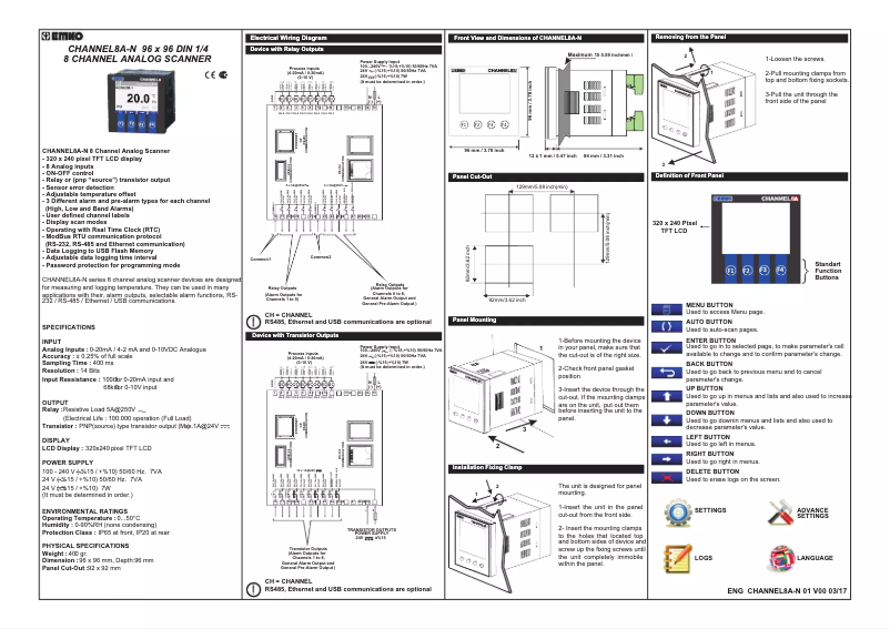 Página 1 del manual Manual de usuario Emko CHANNEL8A-N