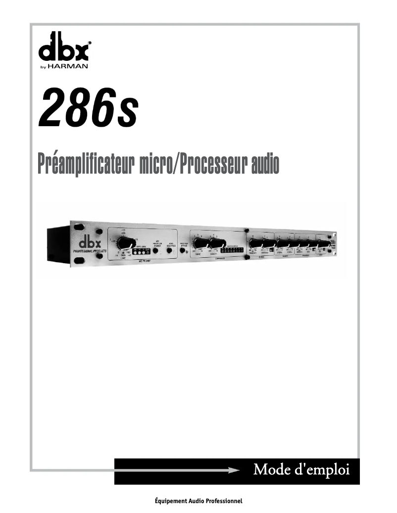 Page 1 de la notice Manuel utilisateur DBX 286s