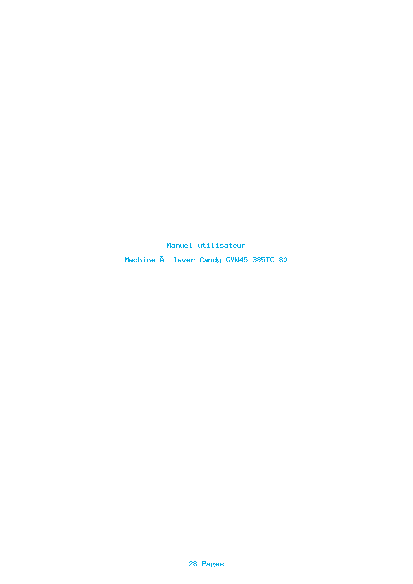Page 1 de la notice Manuel utilisateur Candy GVW45 385TC-80