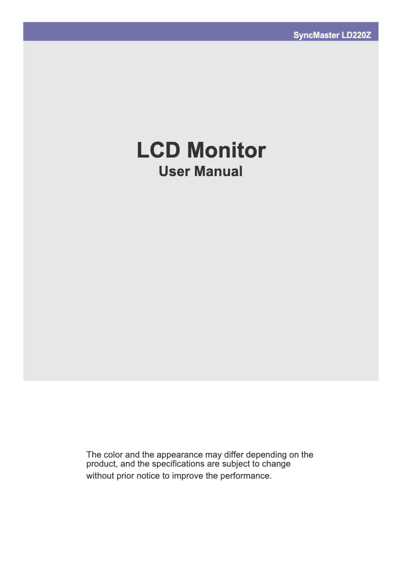 Page 1 de la notice Manuel utilisateur Samsung SyncMaster LD220Z