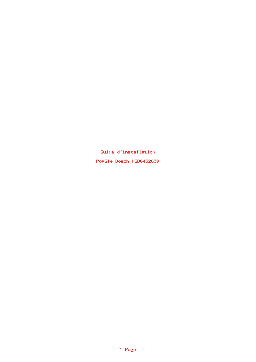 Page 1 de la notice Guide d'installation Bosch HGD645265Q