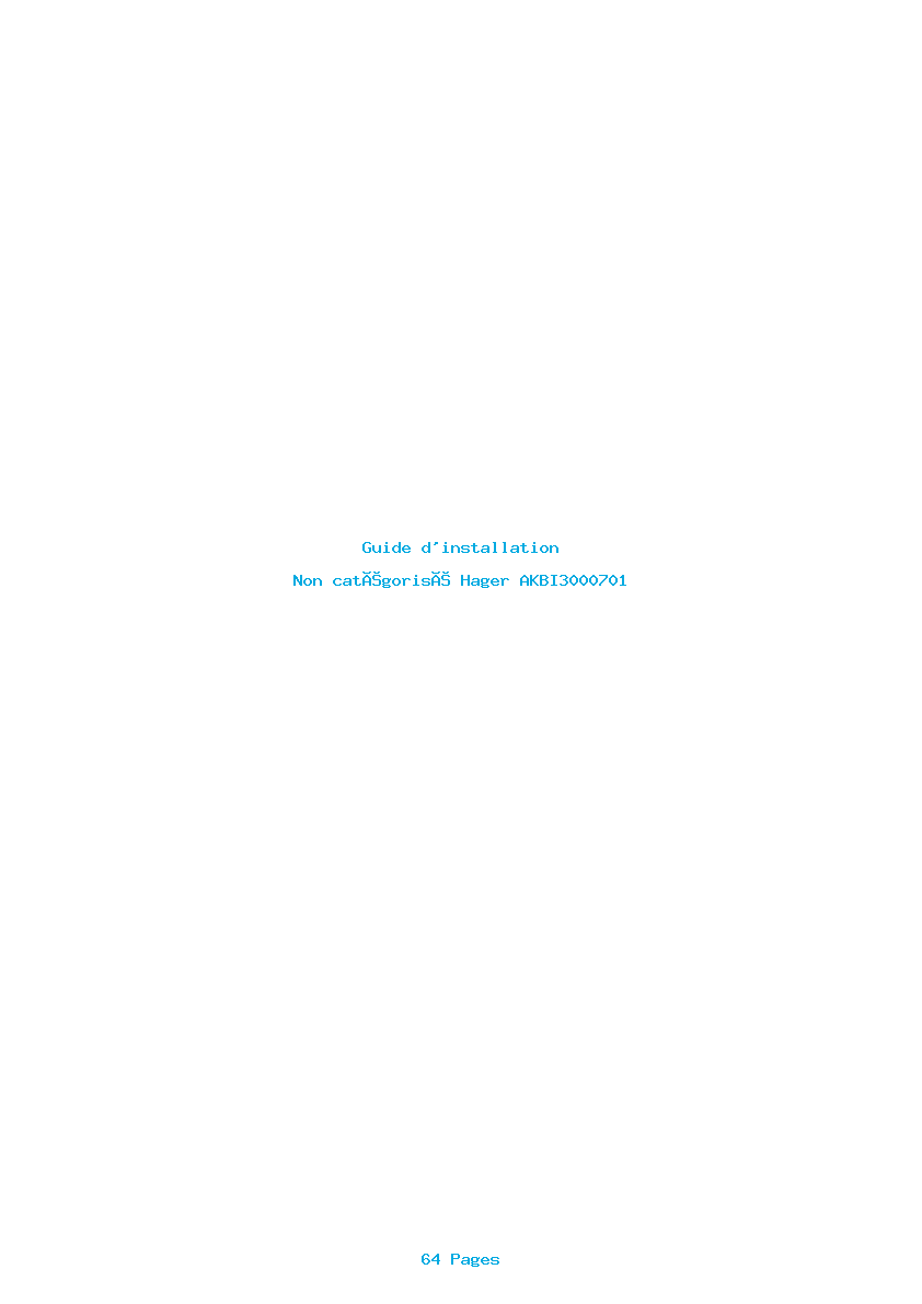 Page 1 de la notice Guide d'installation Hager AKBI3000701