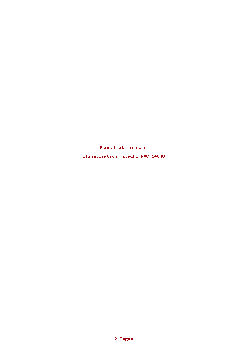 Page 1 de la notice Manuel utilisateur Hitachi RAC-14CH8