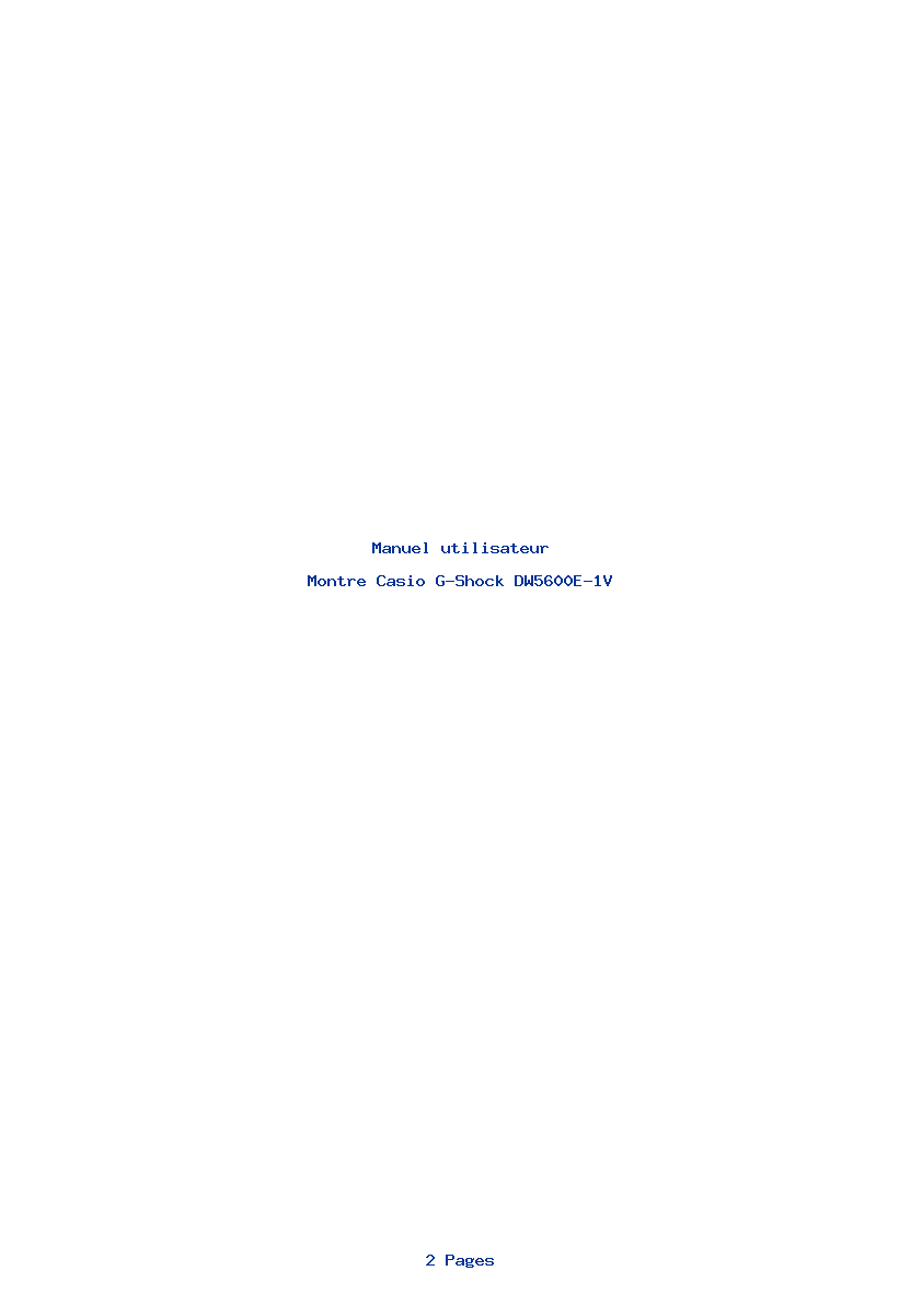 Page 1 de la notice Manuel utilisateur Casio G-Shock DW5600E-1V