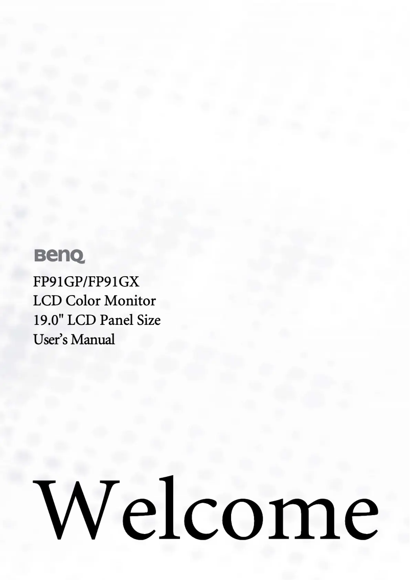 Page 1 de la notice Manuel utilisateur BenQ FP91G X