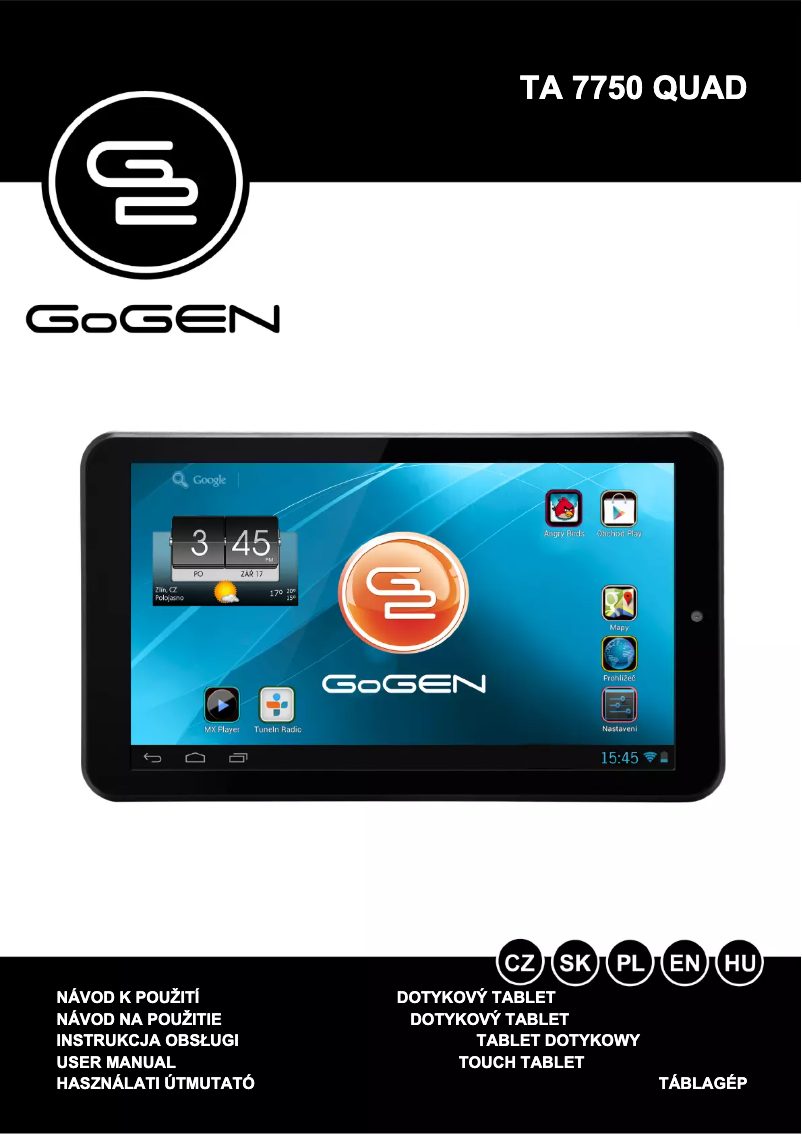 Page 1 de la notice Manuel utilisateur GoGen TA 7750 QUAD