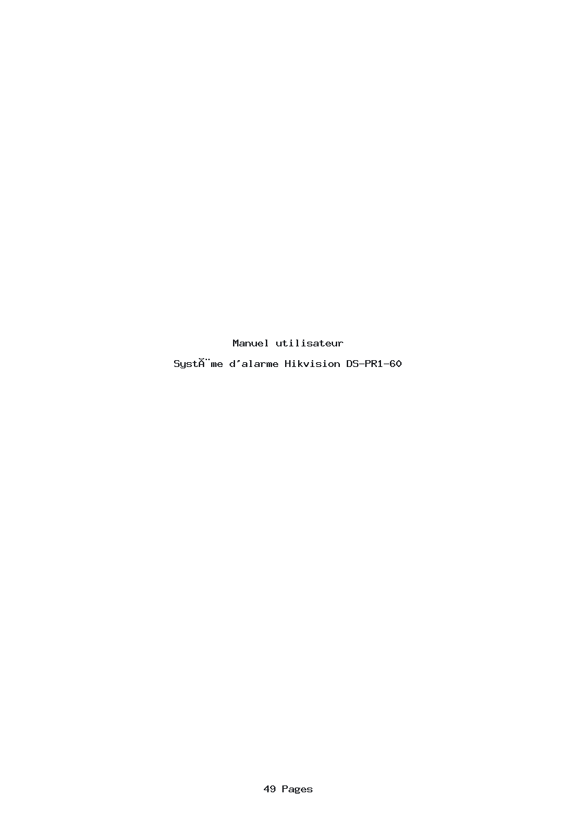Page 1 de la notice Manuel utilisateur Hikvision DS-PR1-60