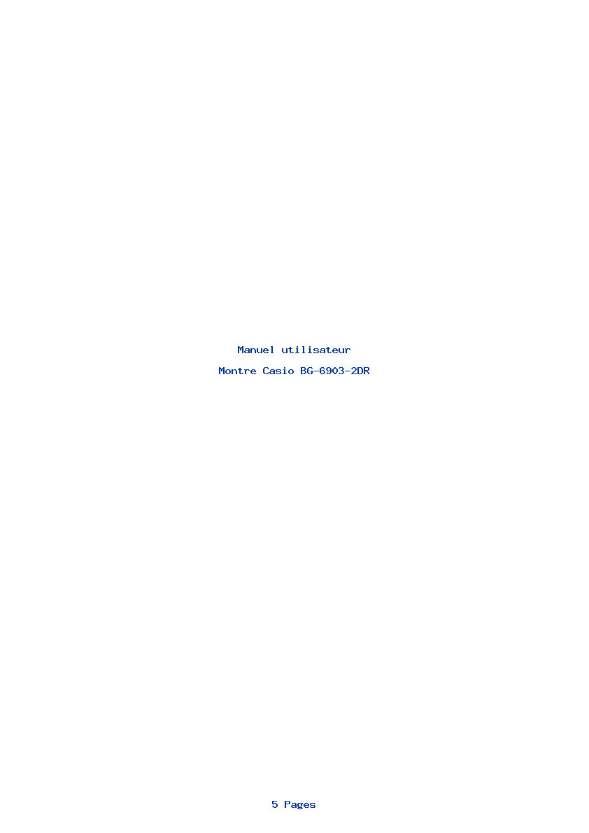 Page 1 de la notice Manuel utilisateur Casio BG-6903-2DR