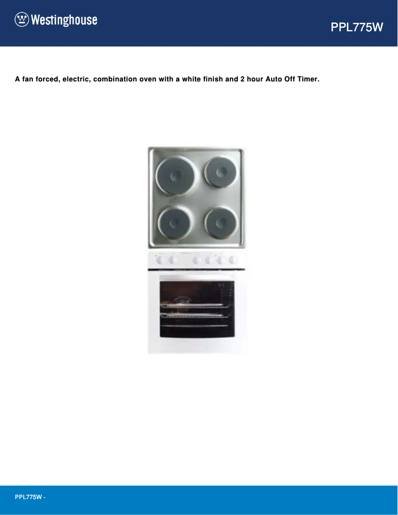 Page 1 de la notice Fiche technique Westinghouse PPL775W