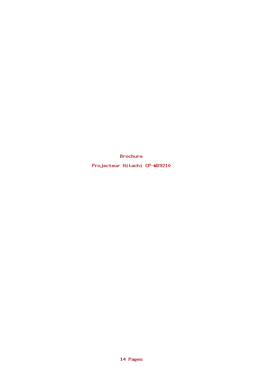Page 1 de la notice Brochure Hitachi CP-WX9210