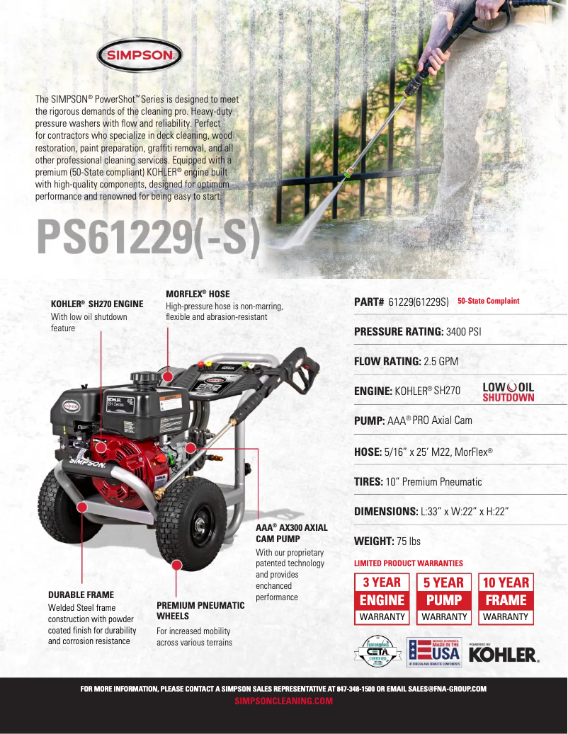 Página 1 del manual Ficha técnica Simpson PowerShot PS-61229-S