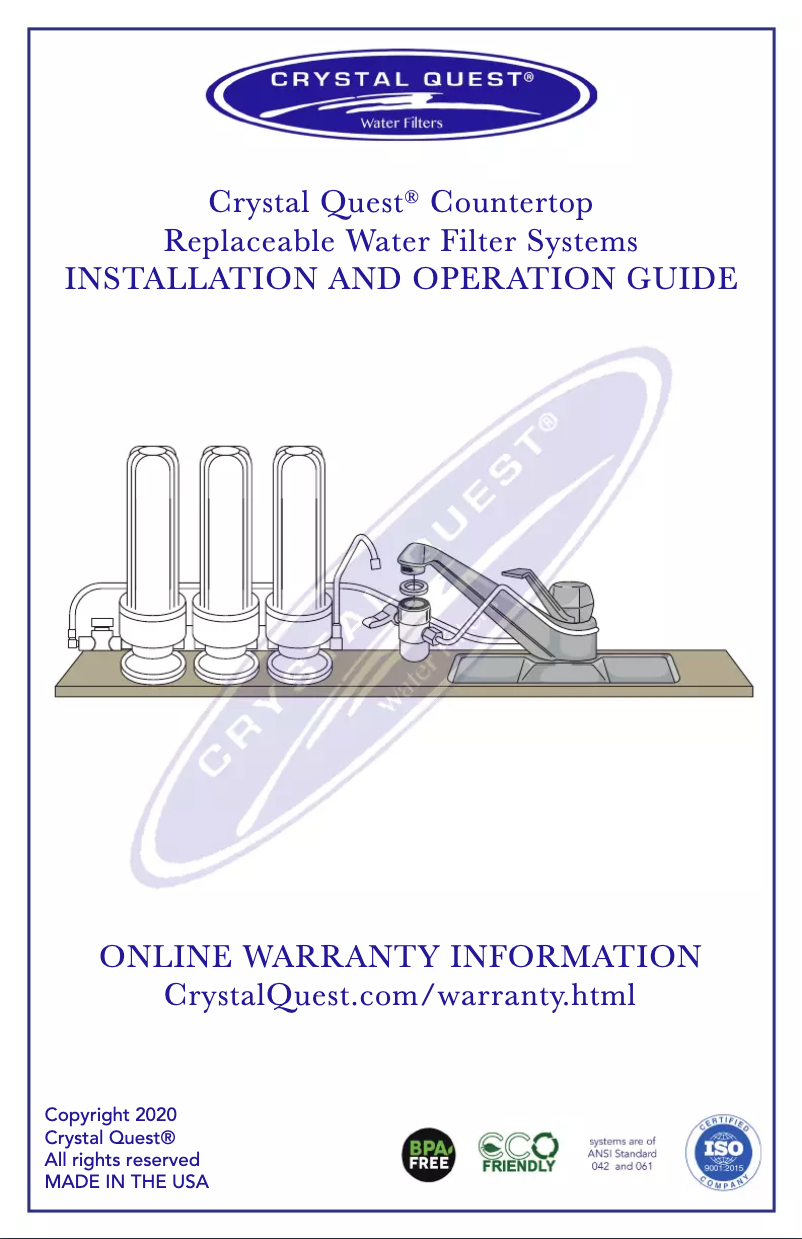 Page 1 of the manual User Manual Crystal Quest CQE-CT-00137