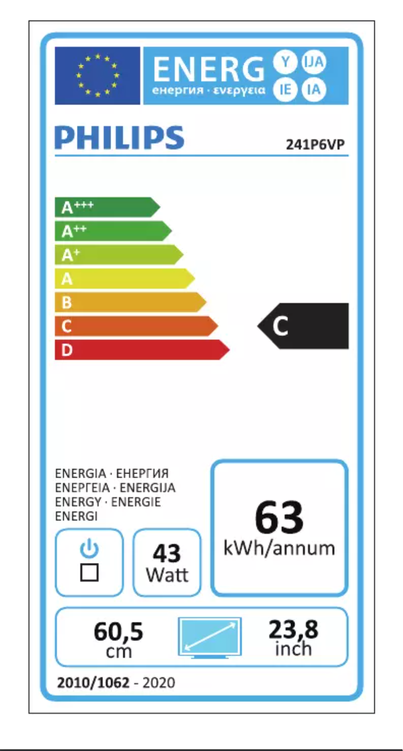 Página 1 del manual Etiqueta energética Philips Brilliance 241P6VPJKEB