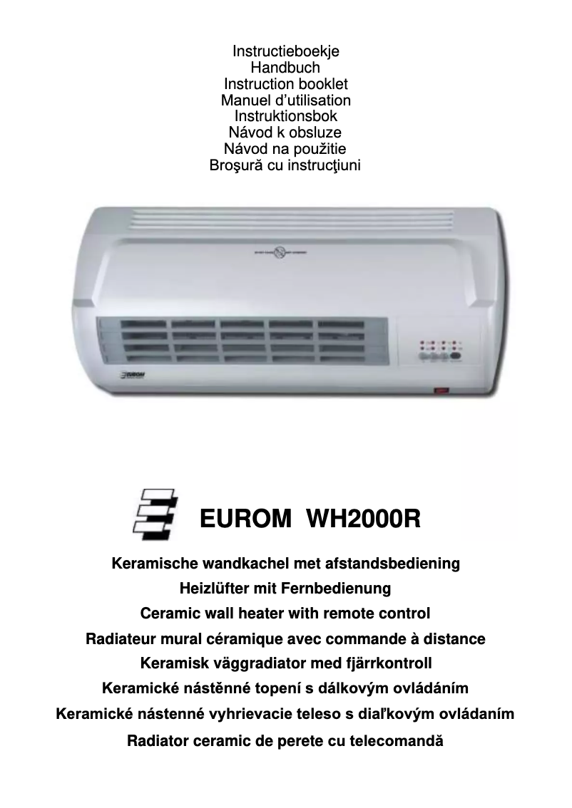 Page 1 de la notice Manuel utilisateur Eurom WH2000R